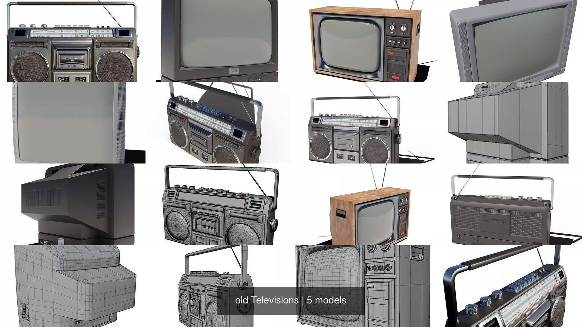 old Televisions 3D Model Collection_0