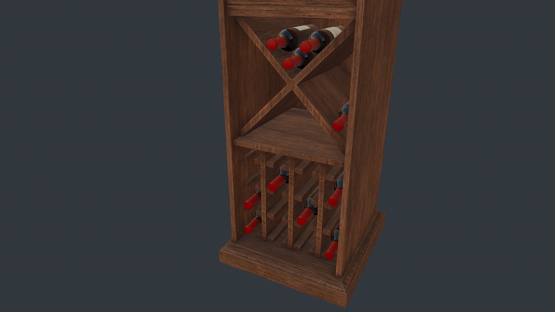 Wine cabinet Low-poly 3D model_3