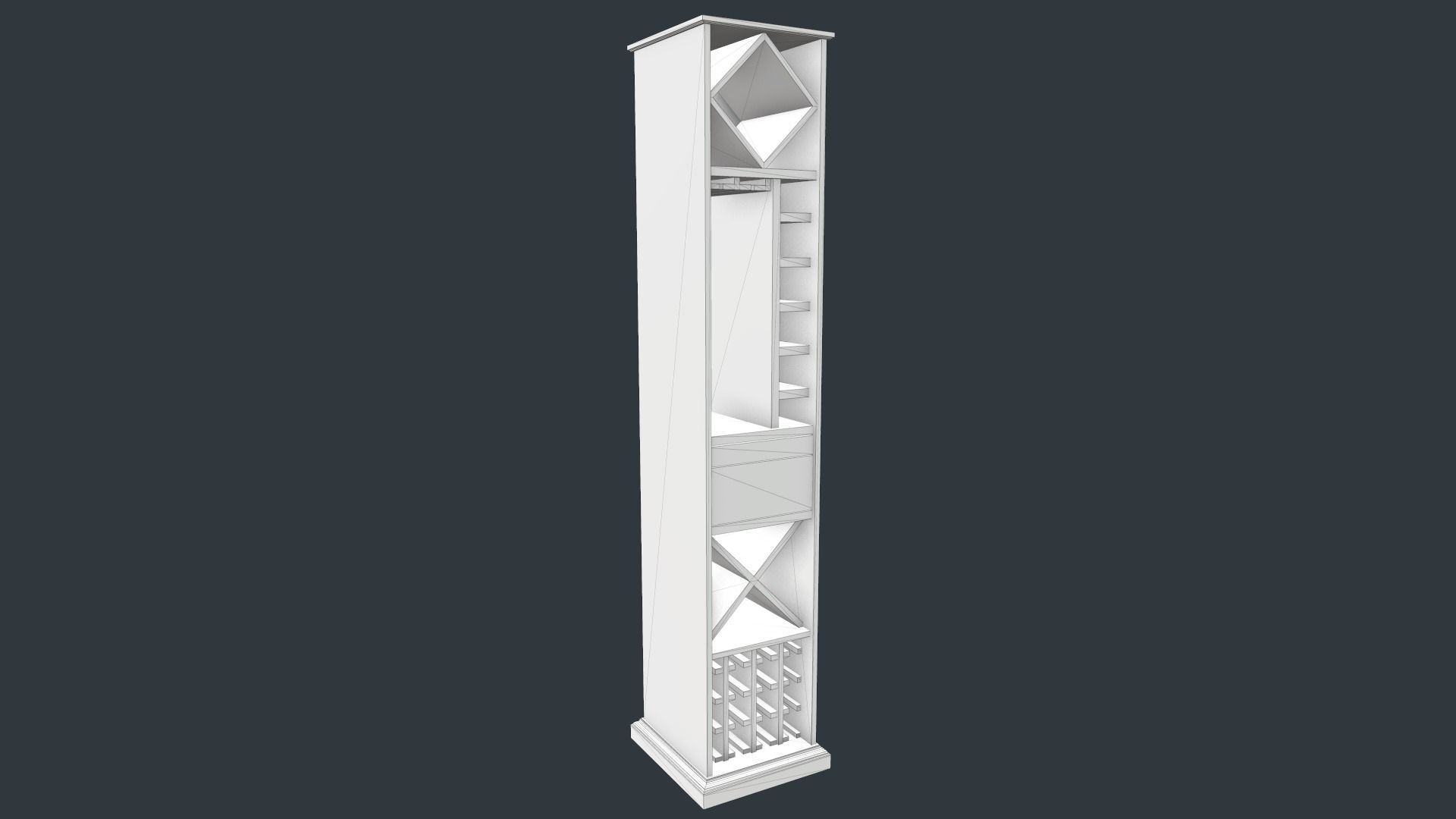 Wine cabinet Low-poly 3D model_6