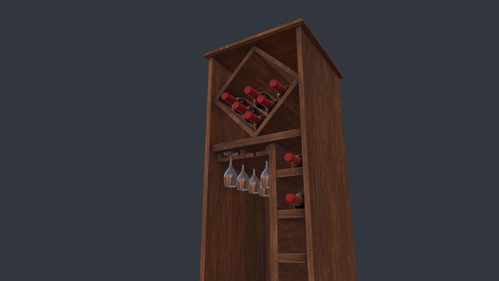 Wine cabinet Low-poly 3D model_4