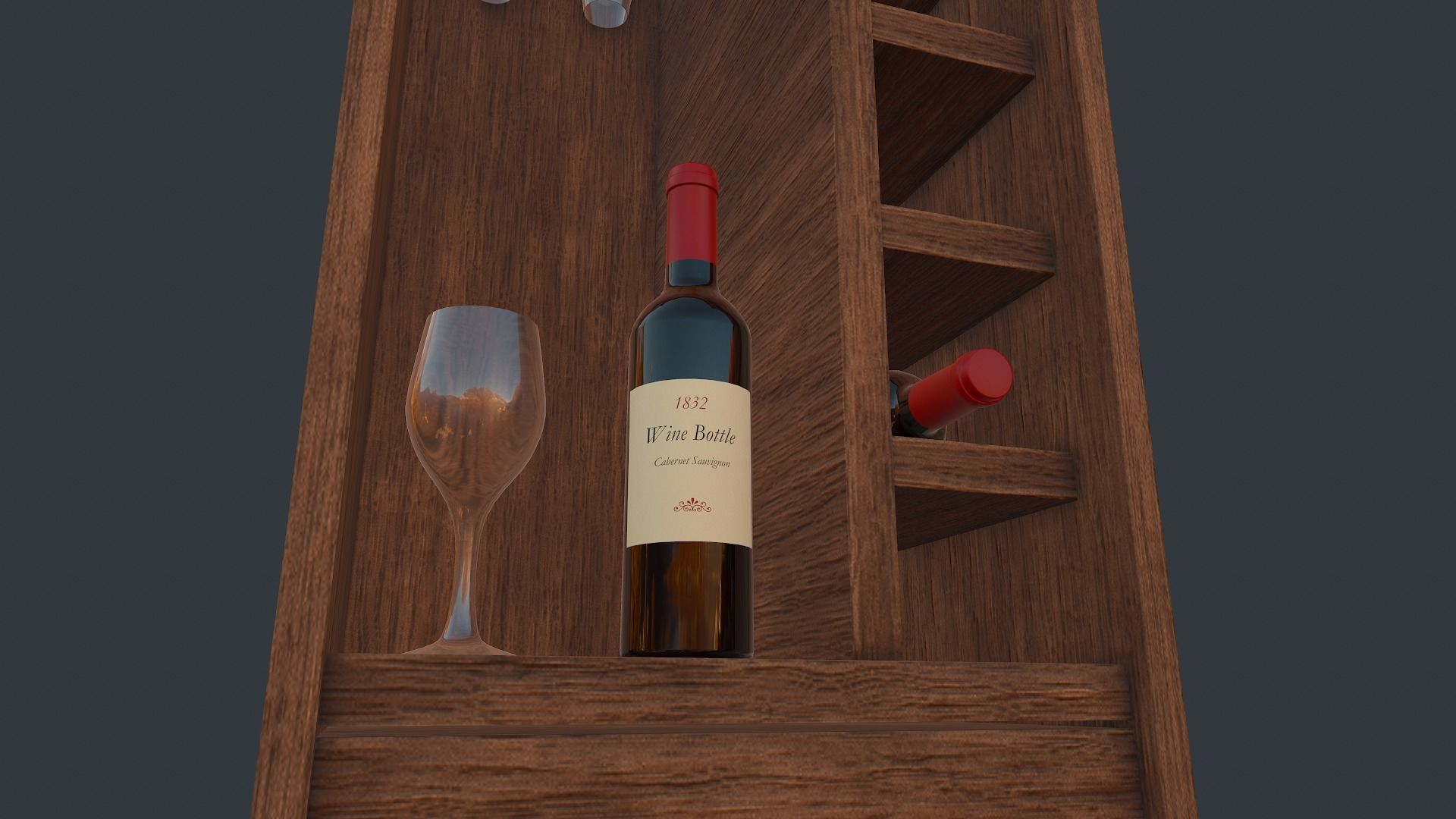 Wine cabinet Low-poly 3D model_2
