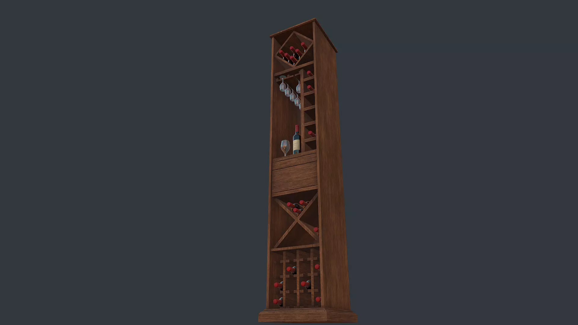 Wine cabinet Low-poly 3D model_0