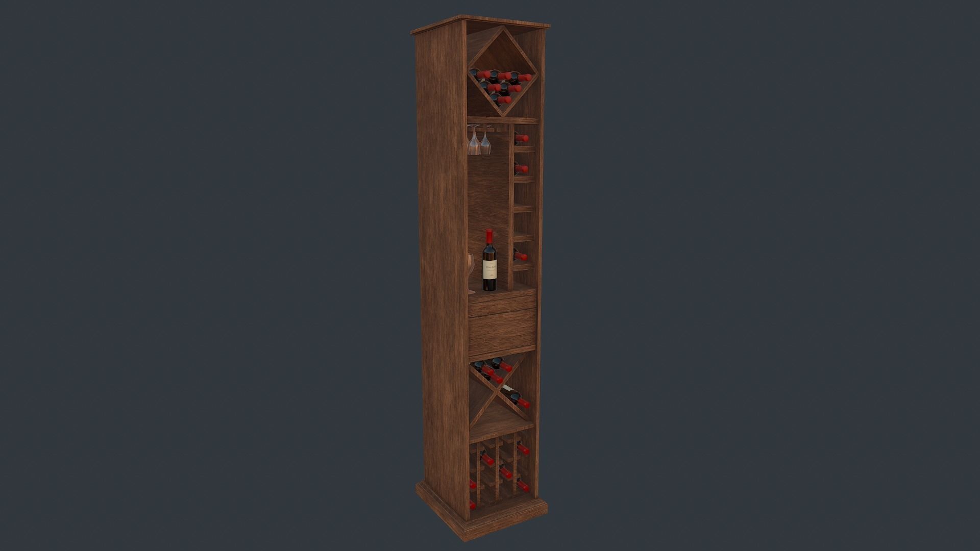 Wine cabinet Low-poly 3D model_1