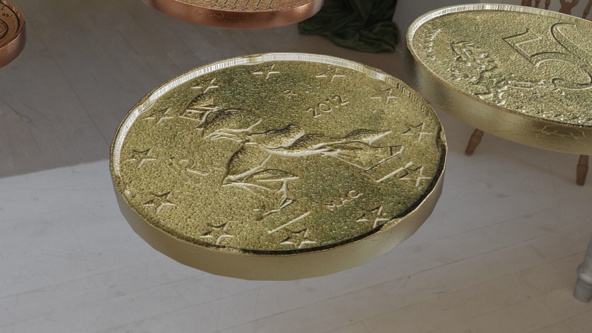Low Poly Euro Coins Collection All Euro Coins Low-poly 3D model_4