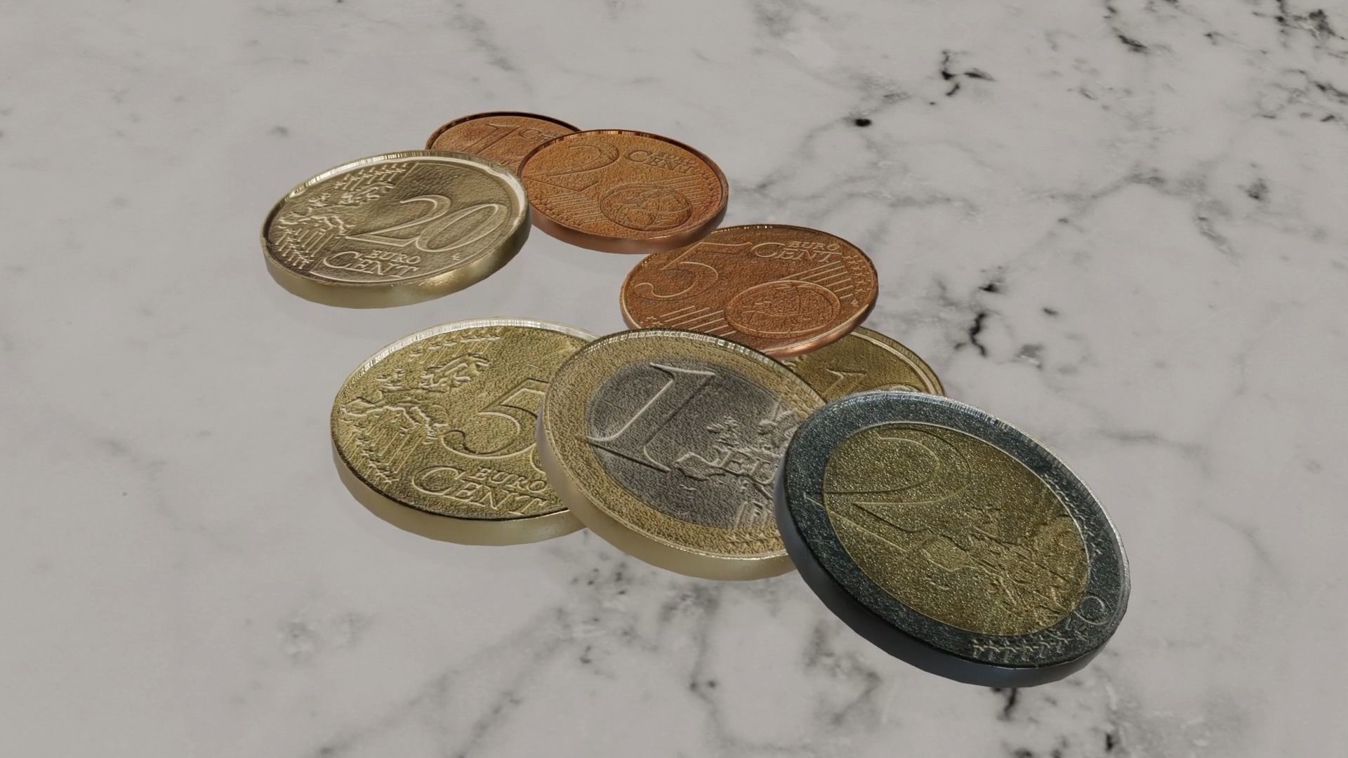 Low Poly Euro Coins Collection All Euro Coins Low-poly 3D model_60