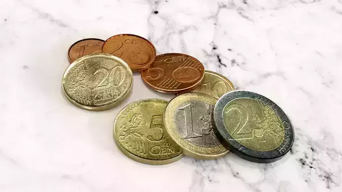 Low Poly Euro Coins Collection All Euro Coins Low-poly 3D model