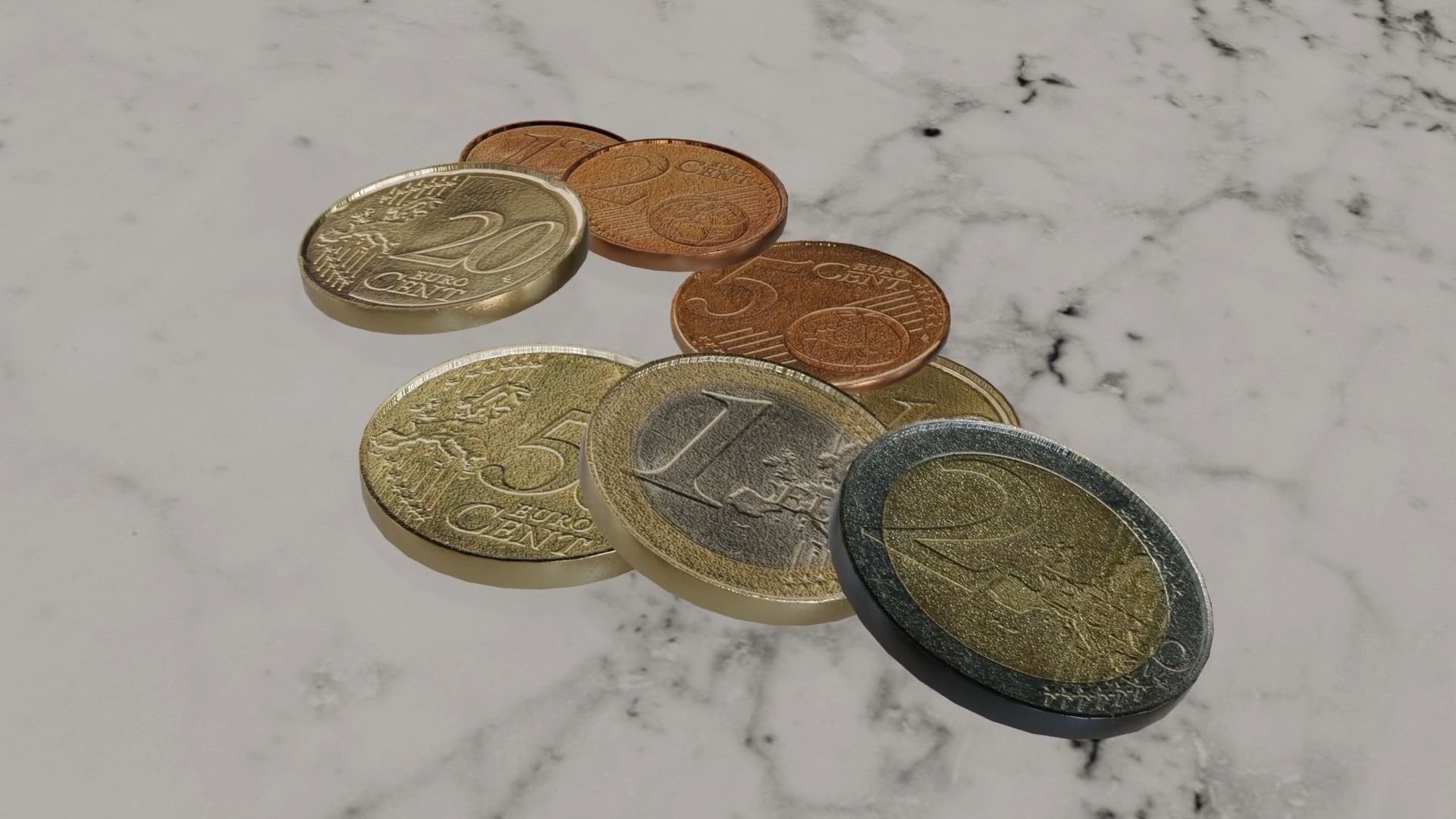 Low Poly Euro Coins Collection All Euro Coins Low-poly 3D model_47