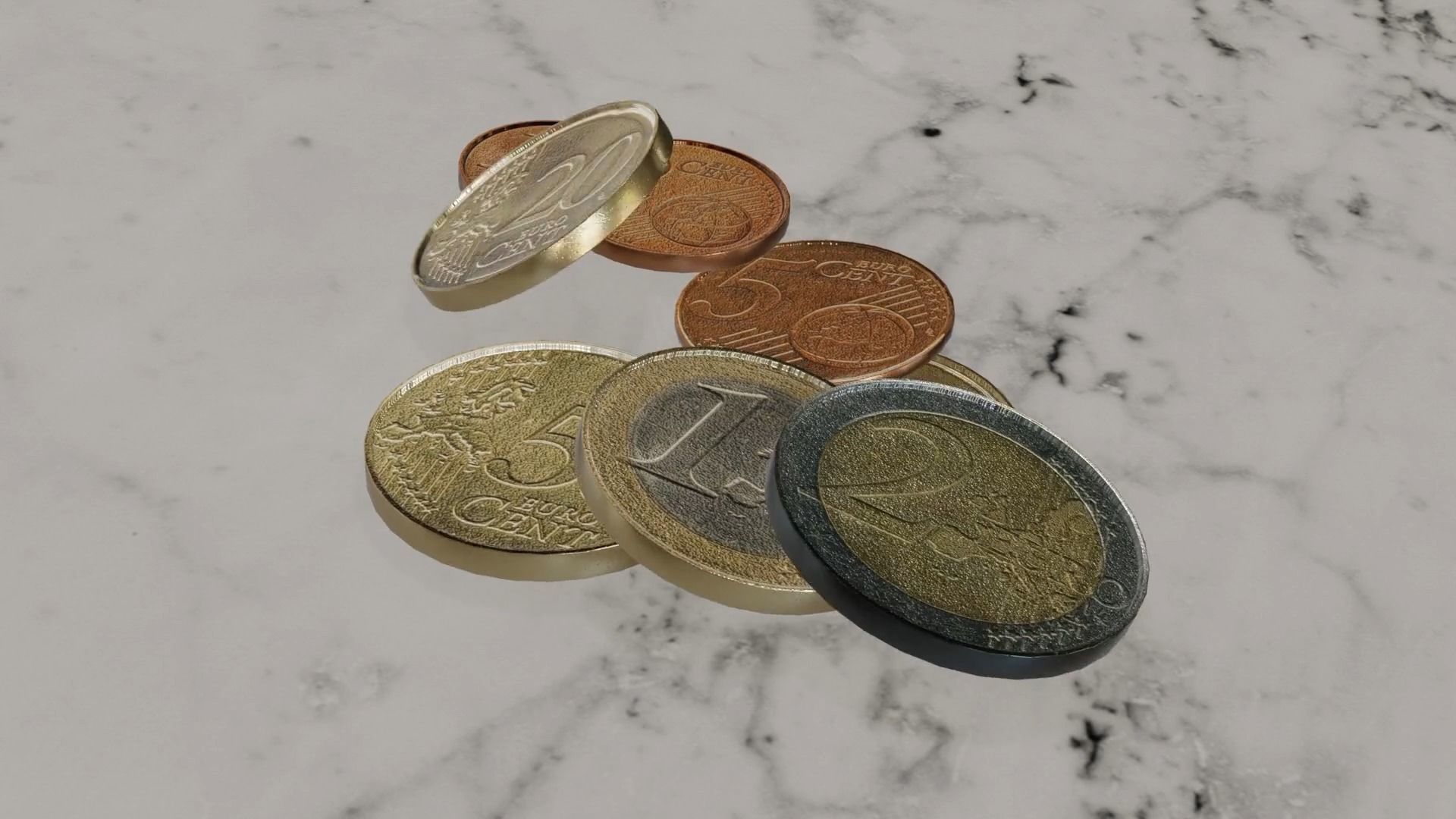 Low Poly Euro Coins Collection All Euro Coins Low-poly 3D model_28