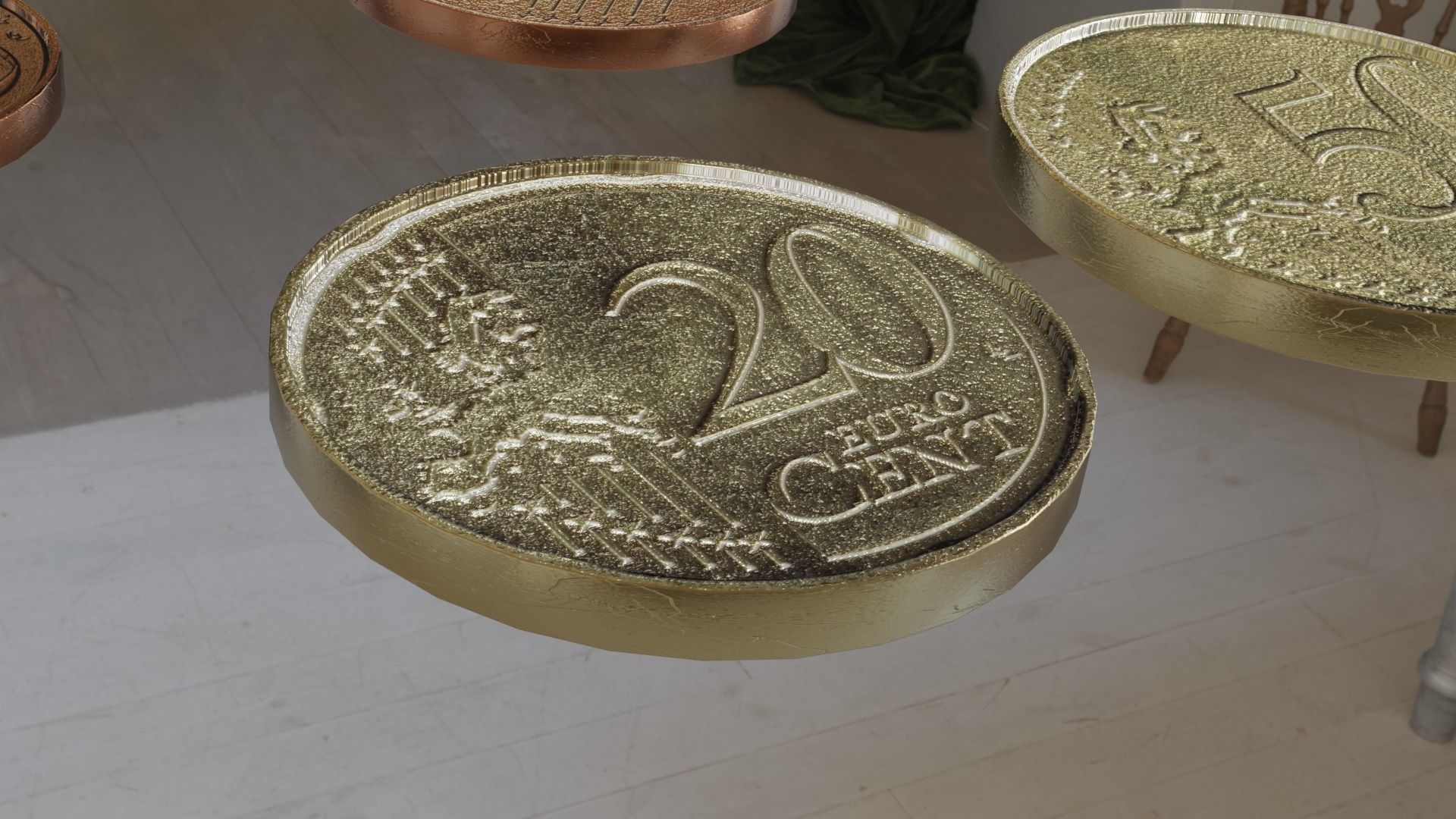 Low Poly Euro Coins Collection All Euro Coins Low-poly 3D model_3