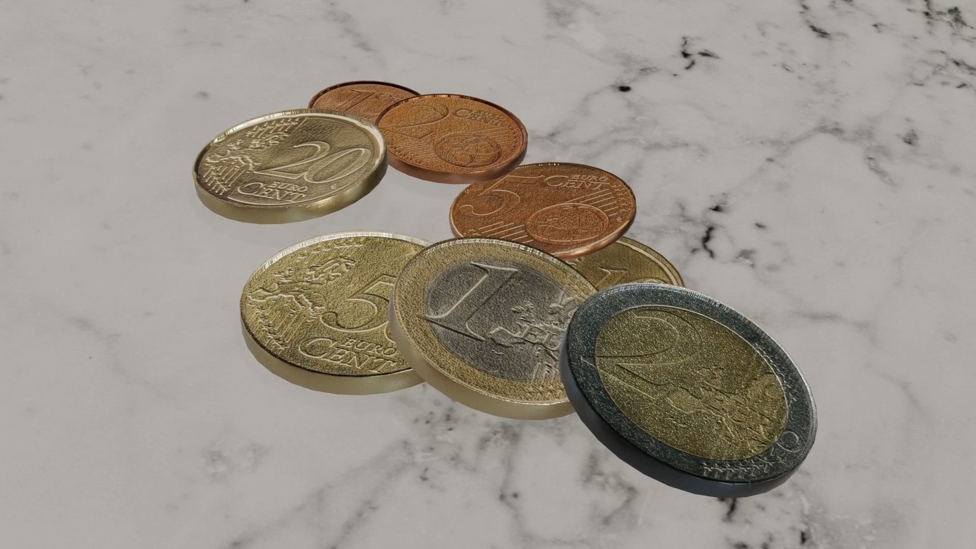 Low Poly Euro Coins Collection All Euro Coins Low-poly 3D model_51