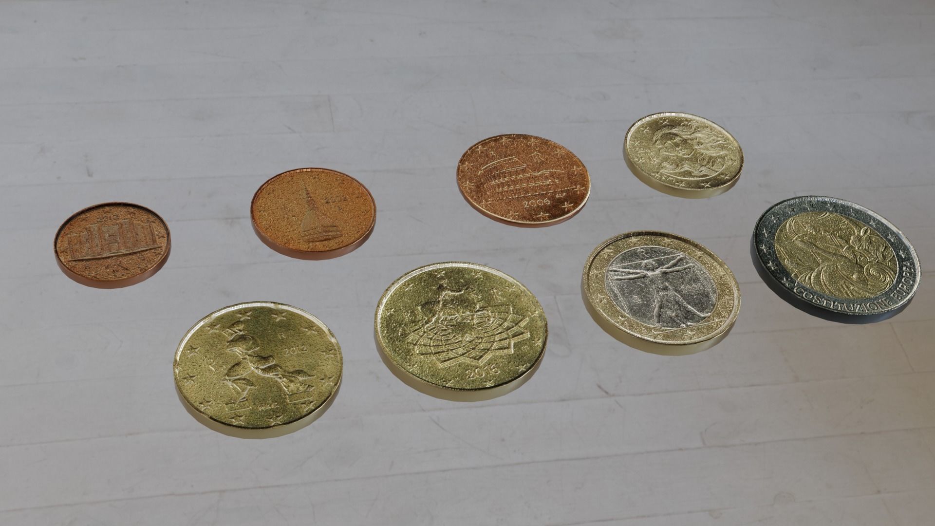 Low Poly Euro Coins Collection All Euro Coins Low-poly 3D model_5
