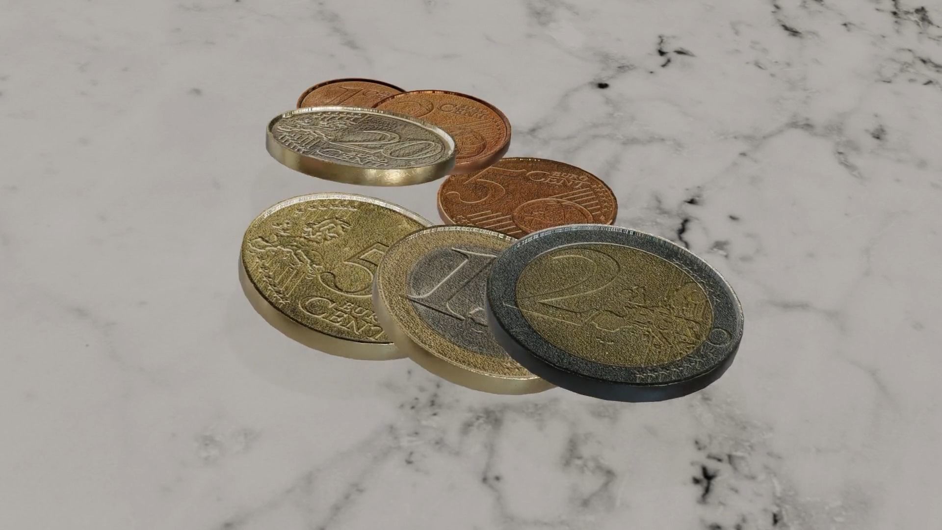Low Poly Euro Coins Collection All Euro Coins Low-poly 3D model_23