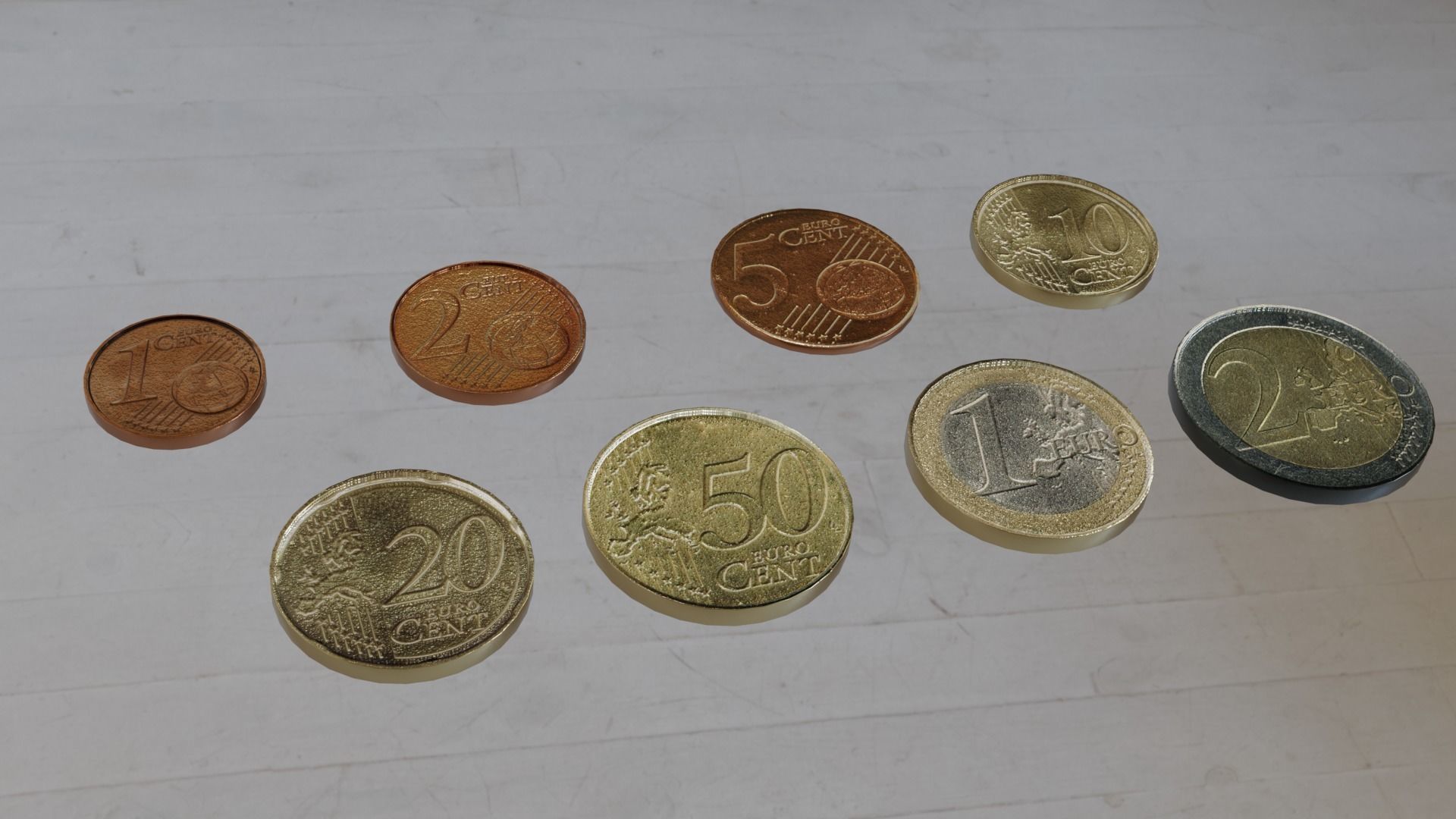Low Poly Euro Coins Collection All Euro Coins Low-poly 3D model_6