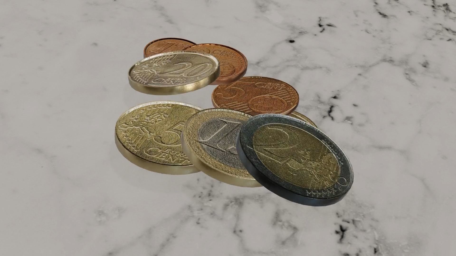 Low Poly Euro Coins Collection All Euro Coins Low-poly 3D model_25