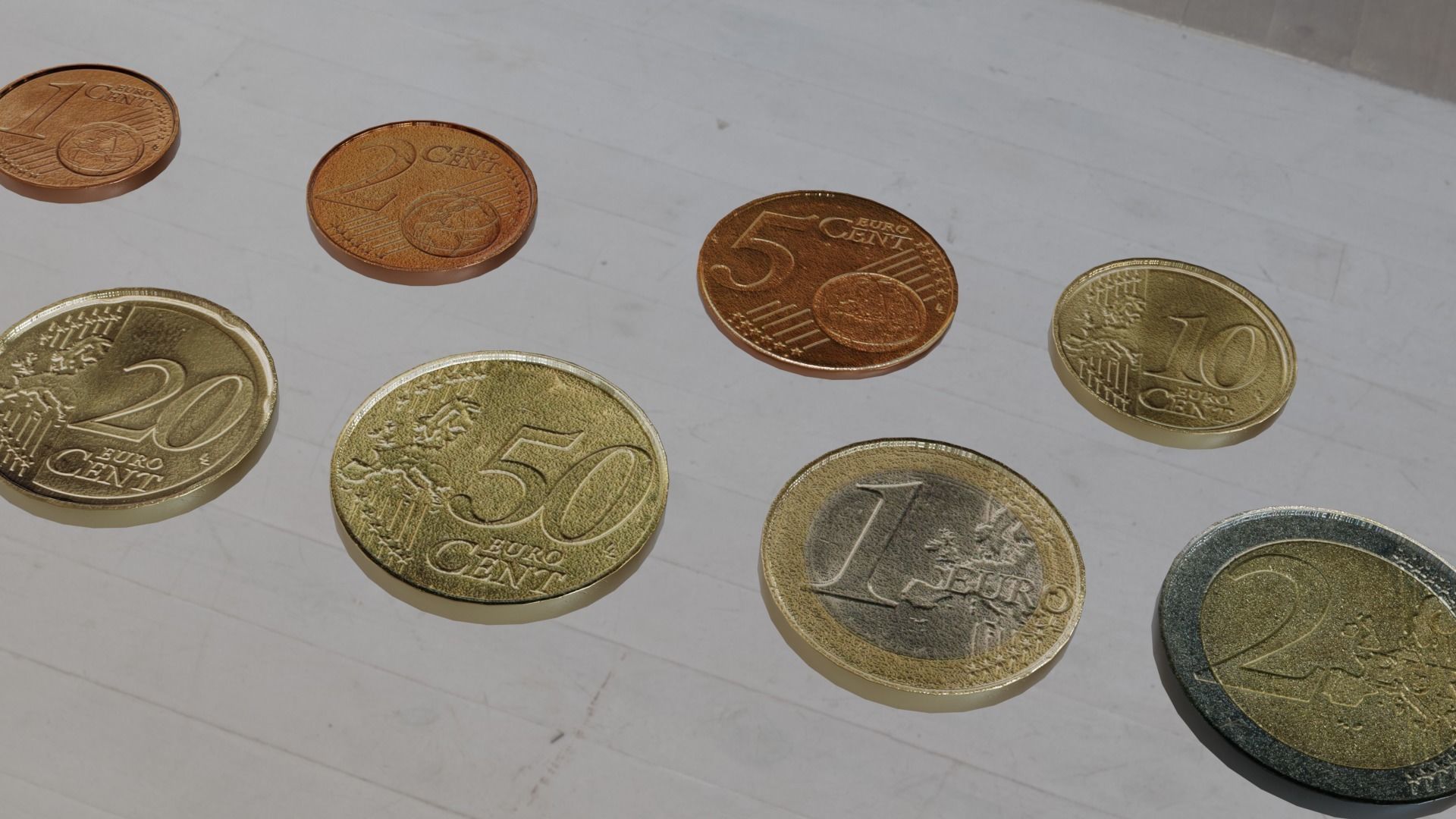 Low Poly Euro Coins Collection All Euro Coins Low-poly 3D model_2