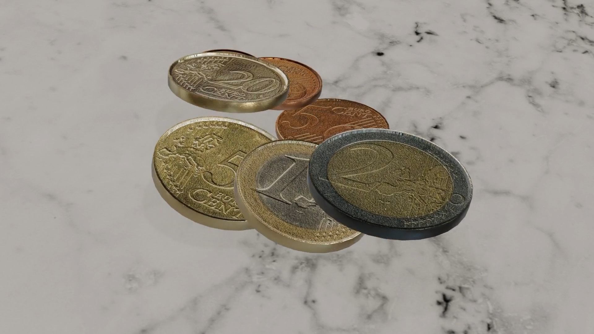Low Poly Euro Coins Collection All Euro Coins Low-poly 3D model_22