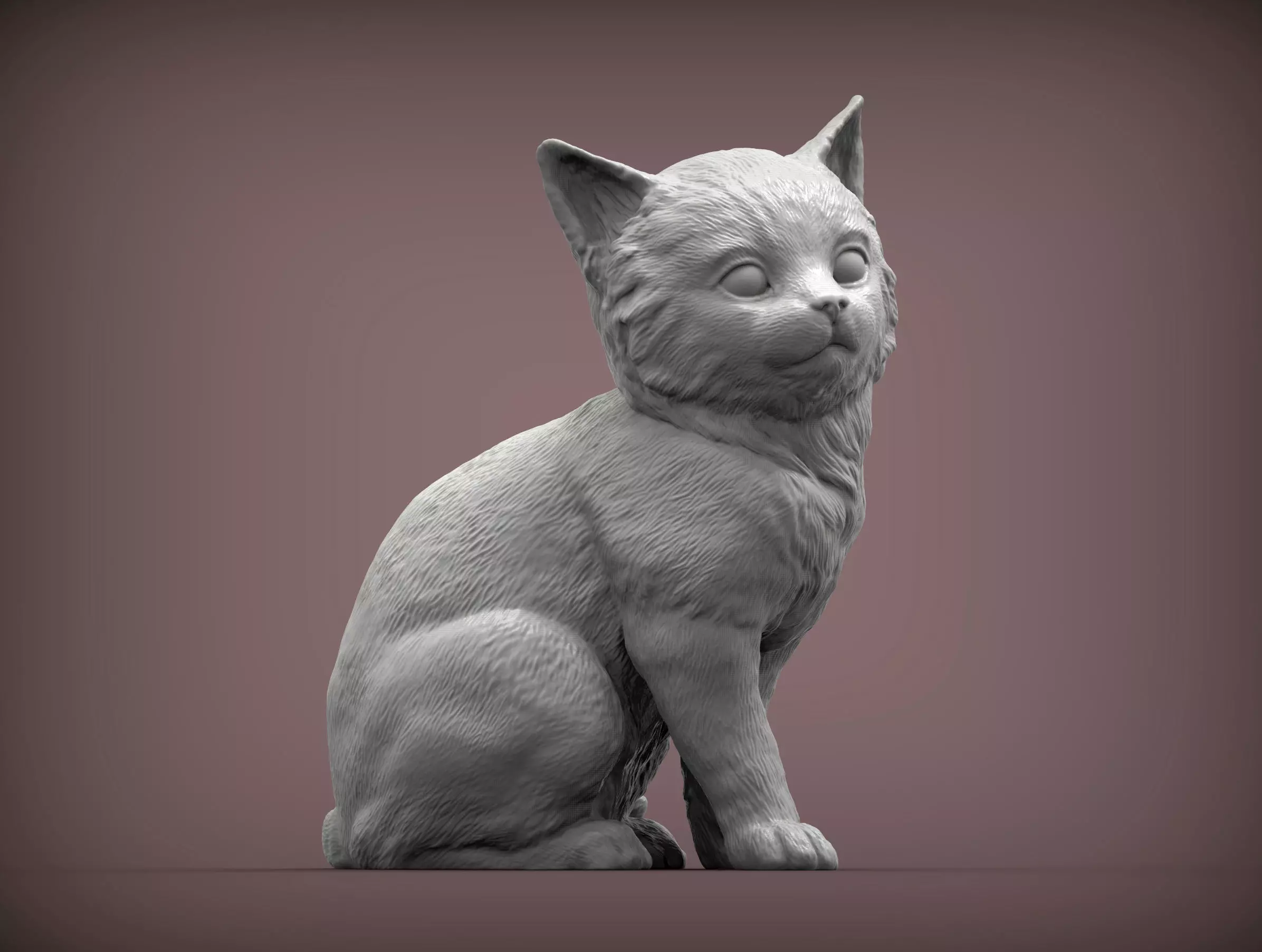 kitten sitting 3D print model