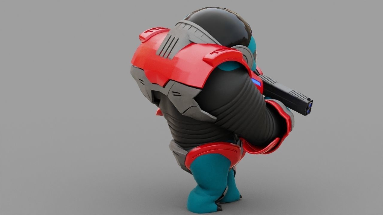 Toon Alien Trooper rigged - animated character 3D model_1