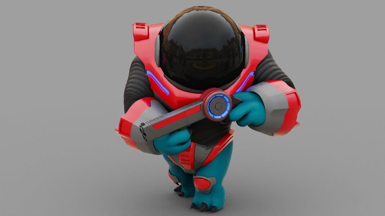 Toon Alien Trooper rigged - animated character 3D model_18
