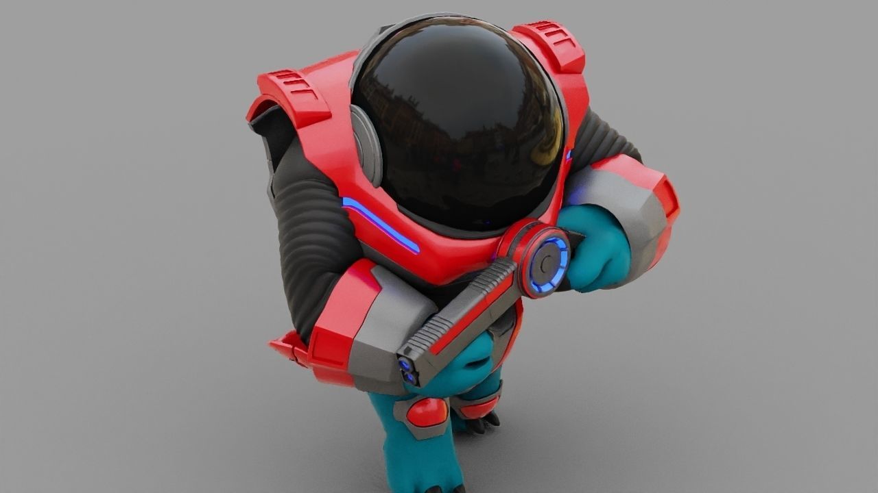 Toon Alien Trooper rigged - animated character 3D model_24