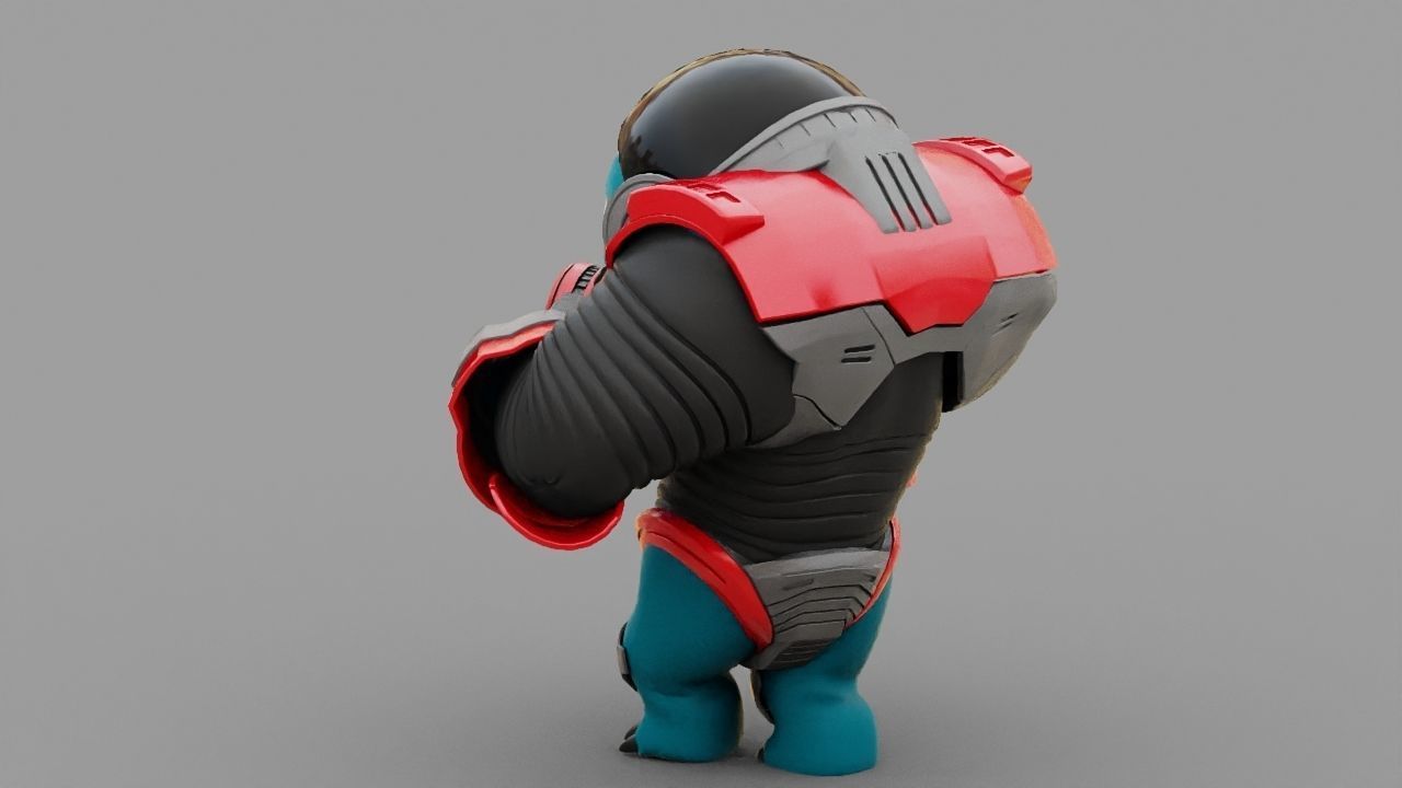 Toon Alien Trooper rigged - animated character 3D model_9