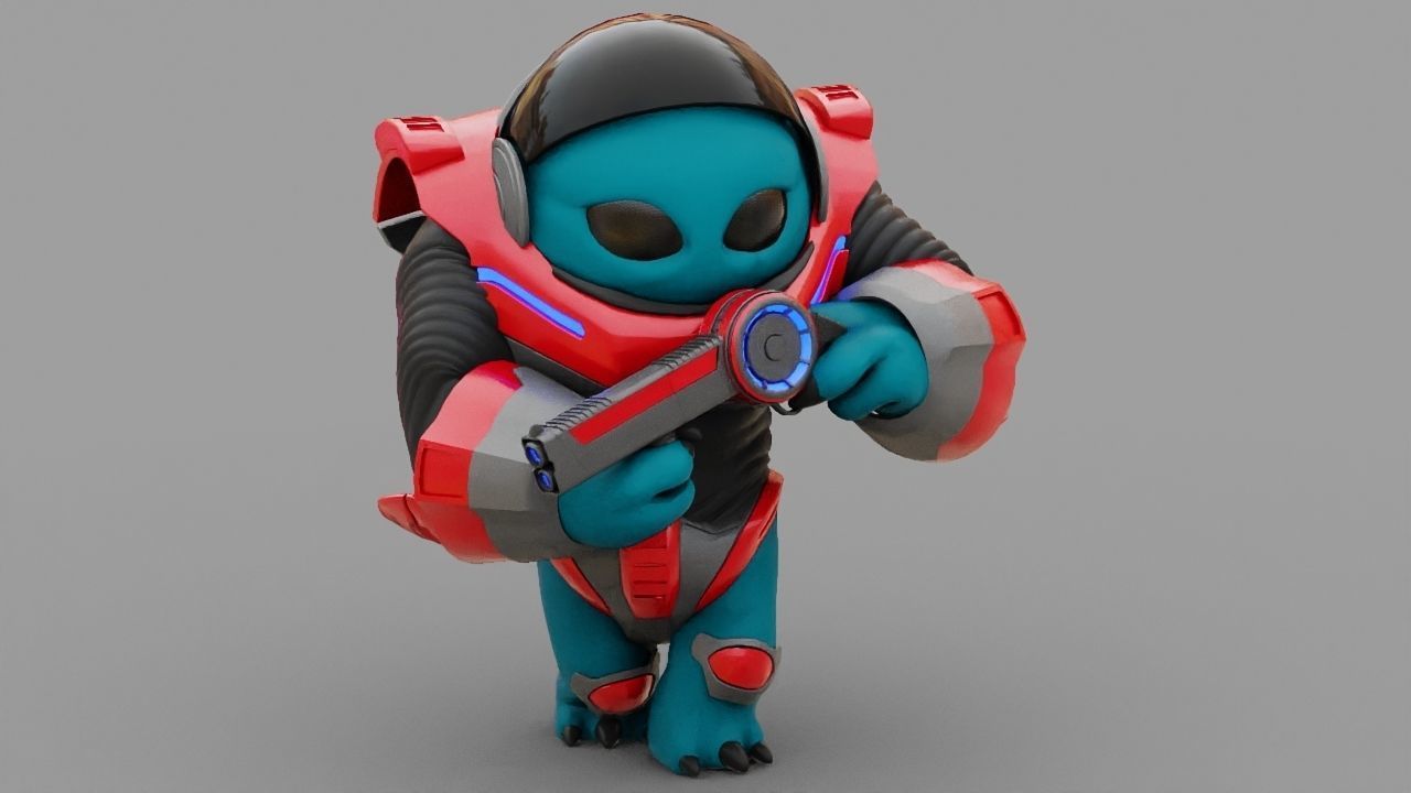 Toon Alien Trooper rigged - animated character 3D model_15