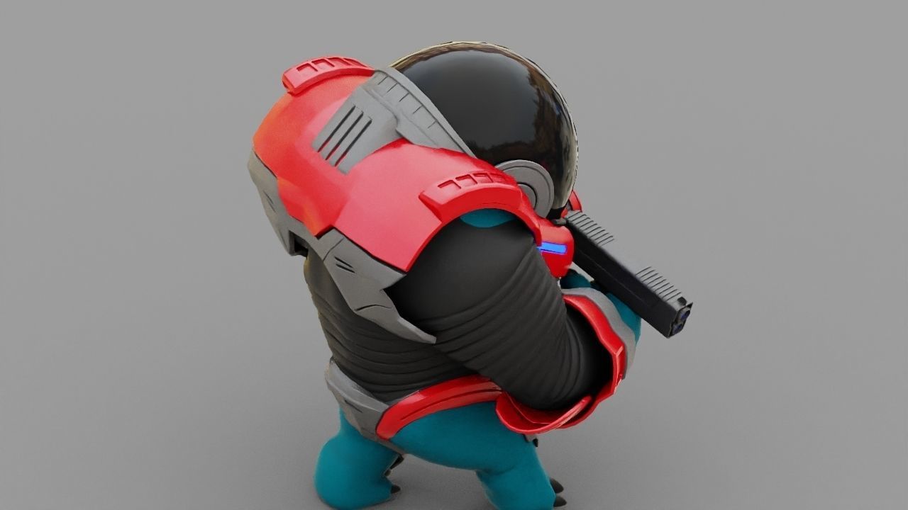 Toon Alien Trooper rigged - animated character 3D model_23