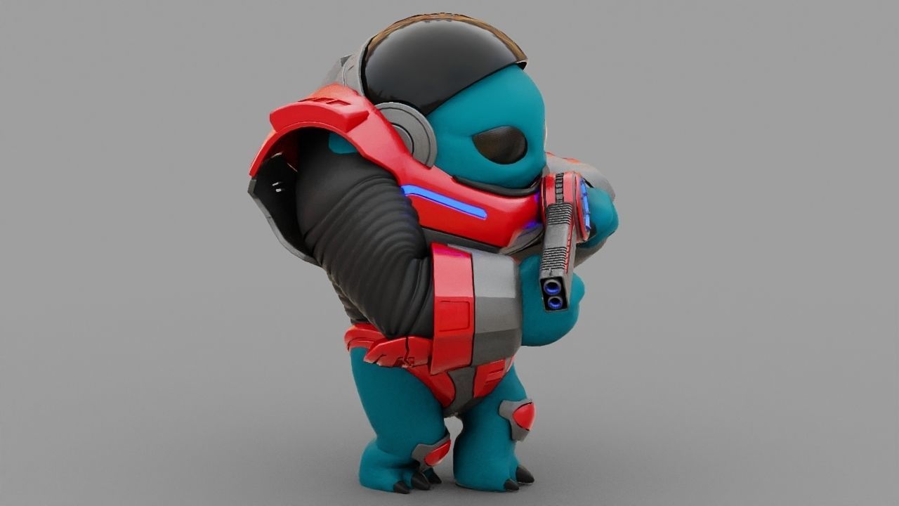 Toon Alien Trooper rigged - animated character 3D model_4