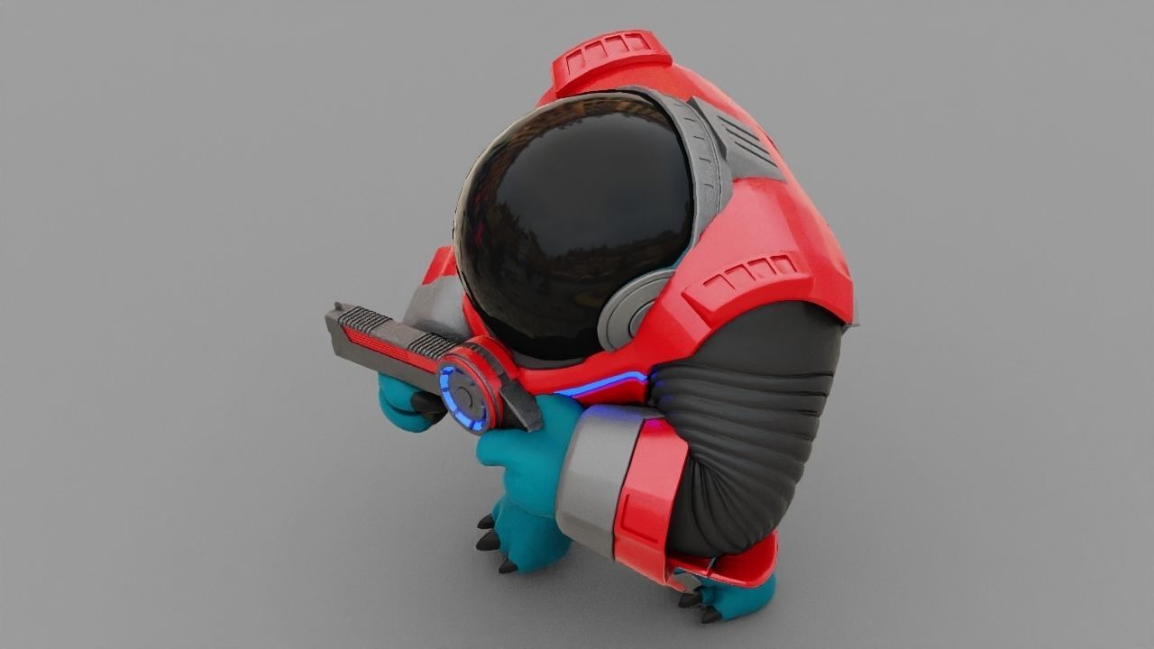 Toon Alien Trooper rigged - animated character 3D model_21