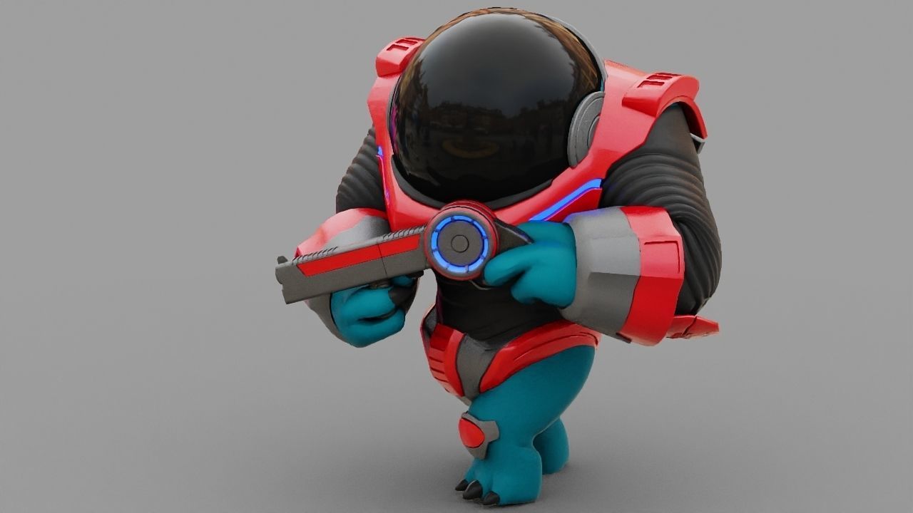 Toon Alien Trooper rigged - animated character 3D model_17