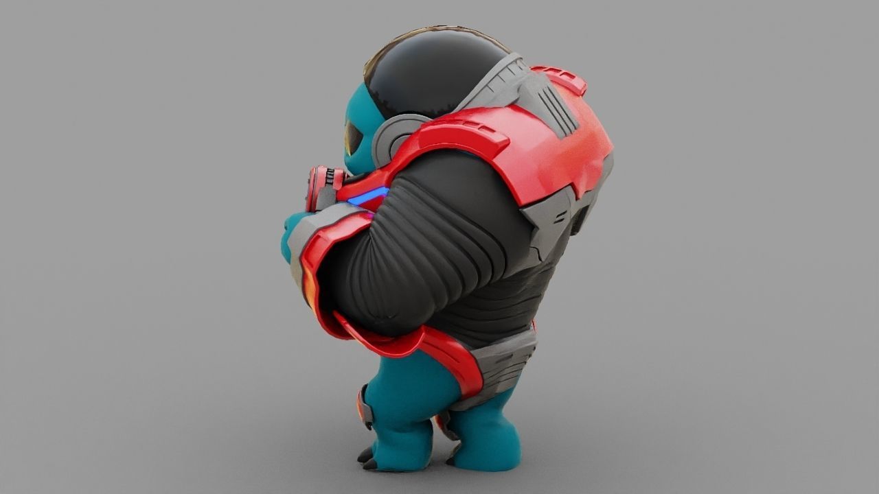 Toon Alien Trooper rigged - animated character 3D model_8