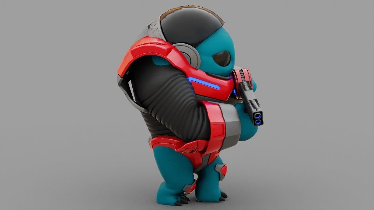 Toon Alien Trooper rigged - animated character 3D model_3