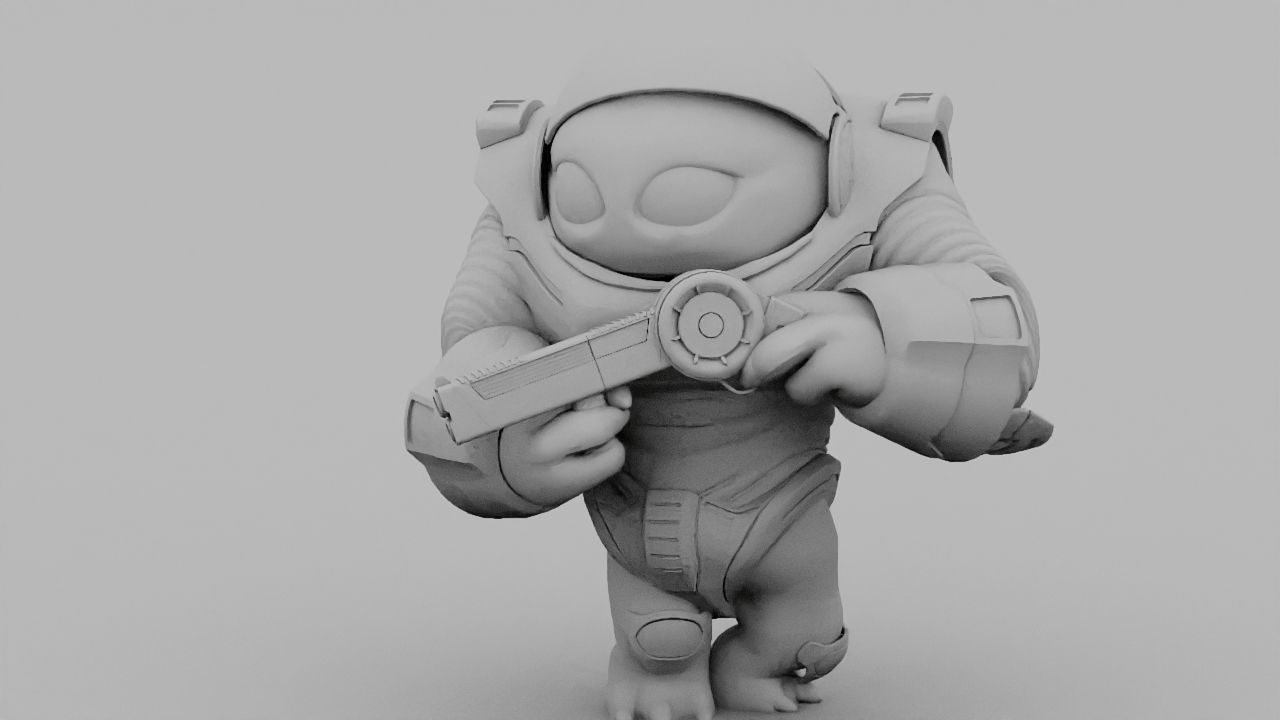 Toon Alien Trooper rigged - animated character 3D model_34