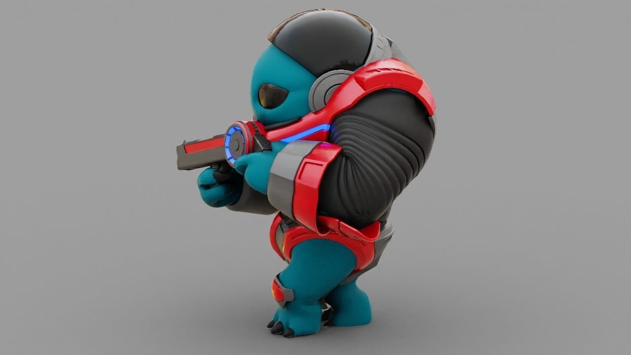 Toon Alien Trooper rigged - animated character 3D model_7