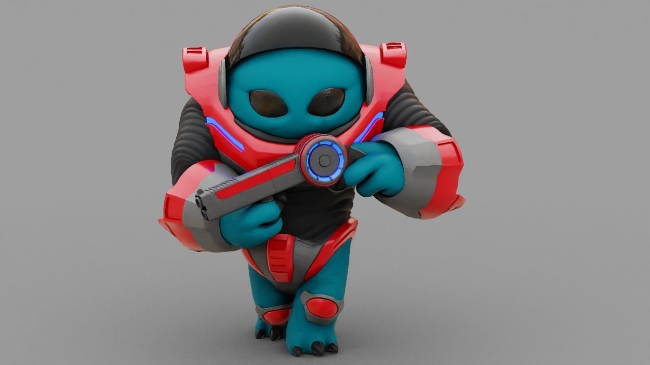 Toon Alien Trooper rigged - animated character 3D model_16
