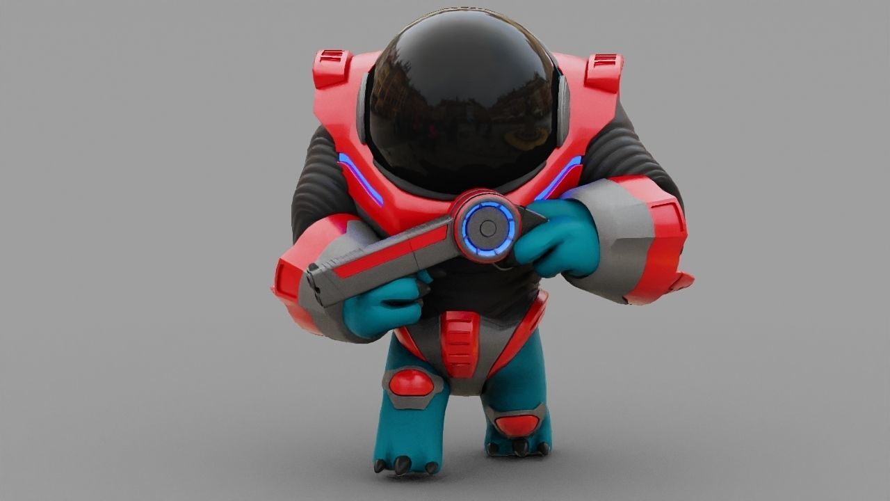 Toon Alien Trooper rigged - animated character 3D model_19