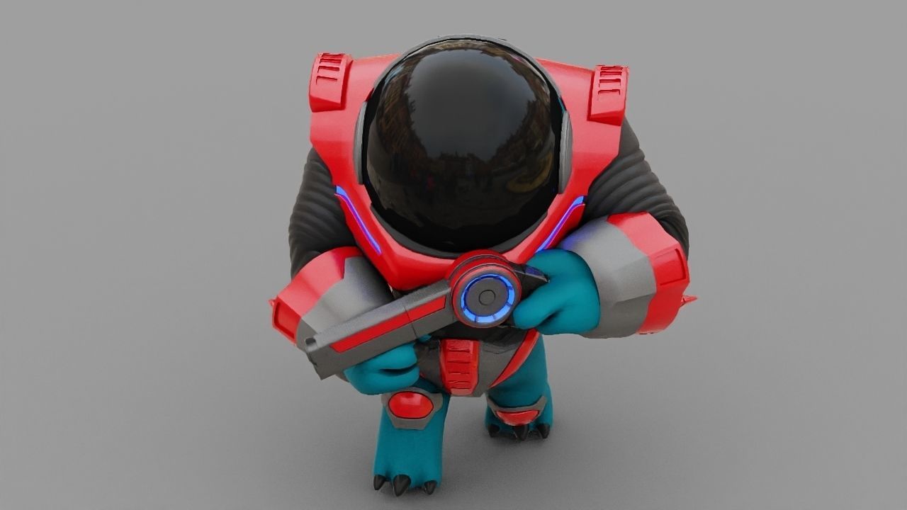 Toon Alien Trooper rigged - animated character 3D model_20