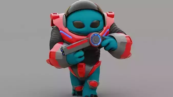 Toon Alien Trooper  rigged  - animated character