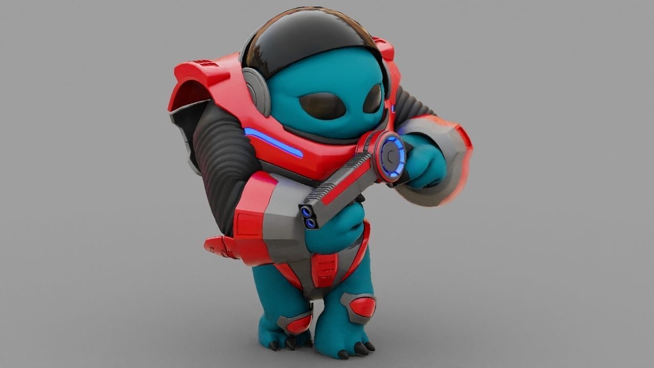 Toon Alien Trooper rigged - animated character 3D model_14