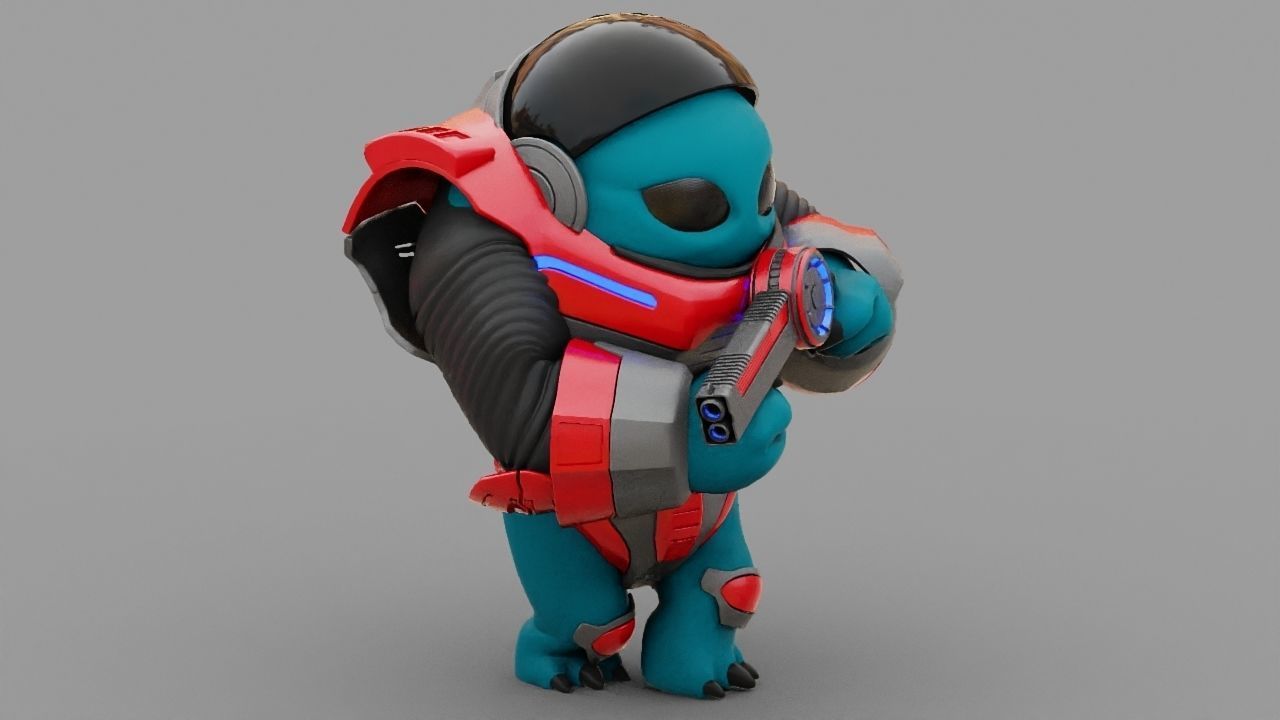 Toon Alien Trooper rigged - animated character 3D model_13