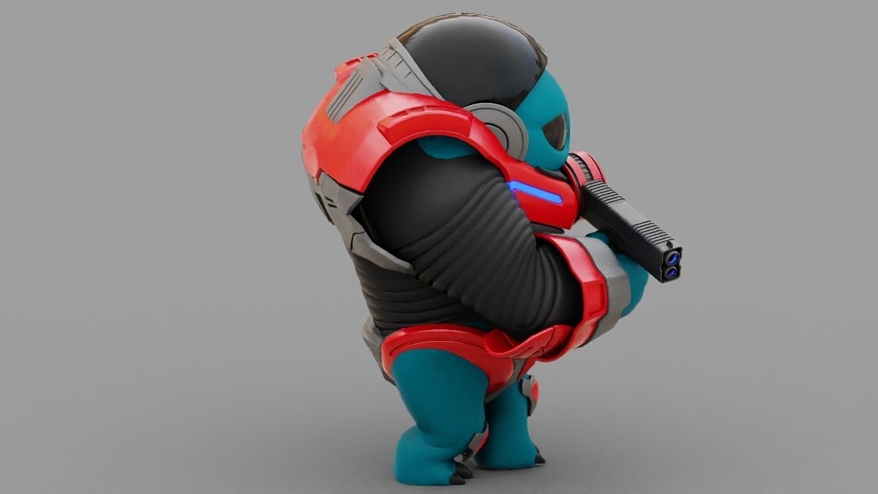 Toon Alien Trooper rigged - animated character 3D model_2