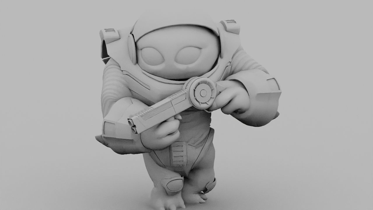 Toon Alien Trooper rigged - animated character 3D model_33
