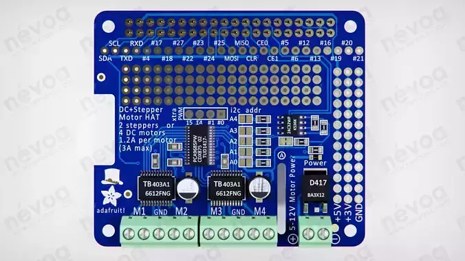 Single-board computers-Adafruit DC Stepper Motor HAT-RaspberryPi 3D model
