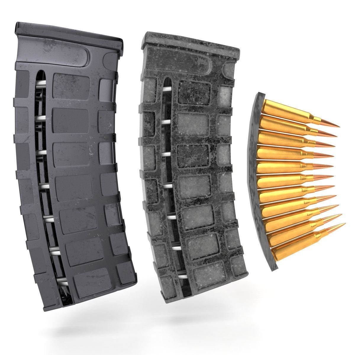 gun magazine set 3D model_2