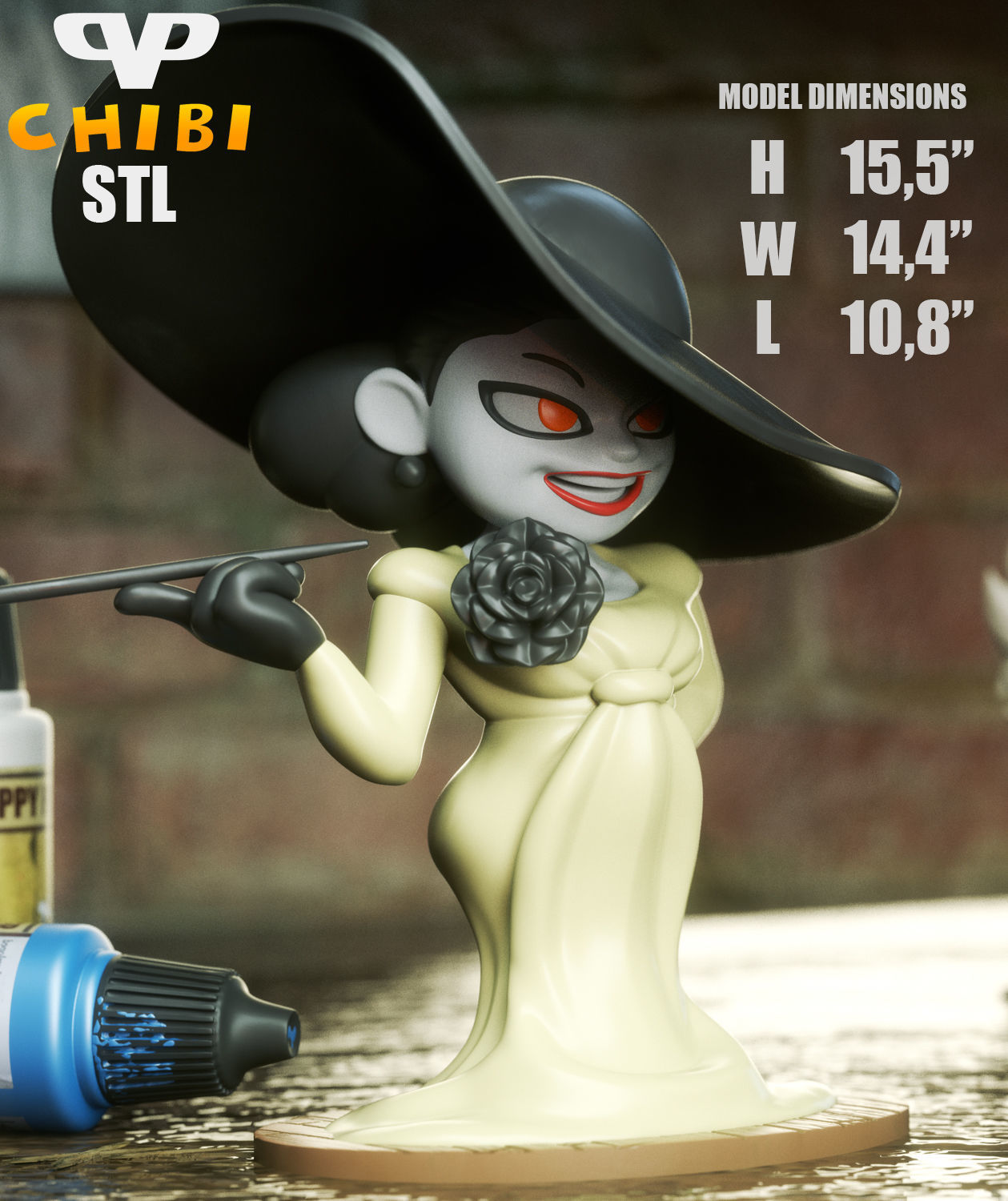 Lady Dimitrescu Chibi STL for 3D Printing ChibiSTL 3DXM 3D print model_2
