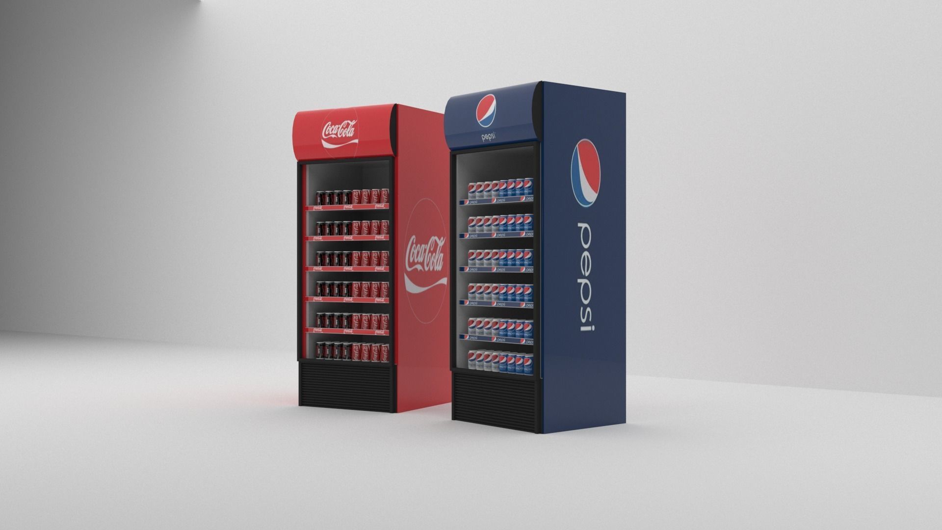 3D modeling pepsi and coca-cola refrigerator Free 3D model_3