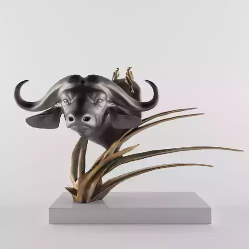 The Buffalo bronze sculpture of head