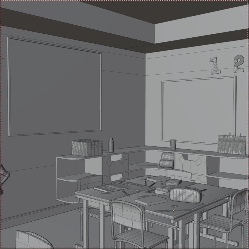 CHIDRENS CLASSROOM LOW POLY SCENE Low-poly 3D model_18