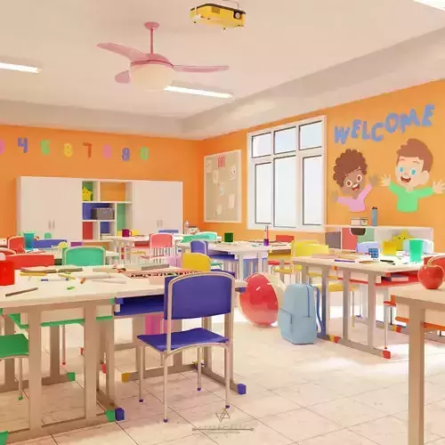CHIDRENS CLASSROOM LOW POLY SCENE