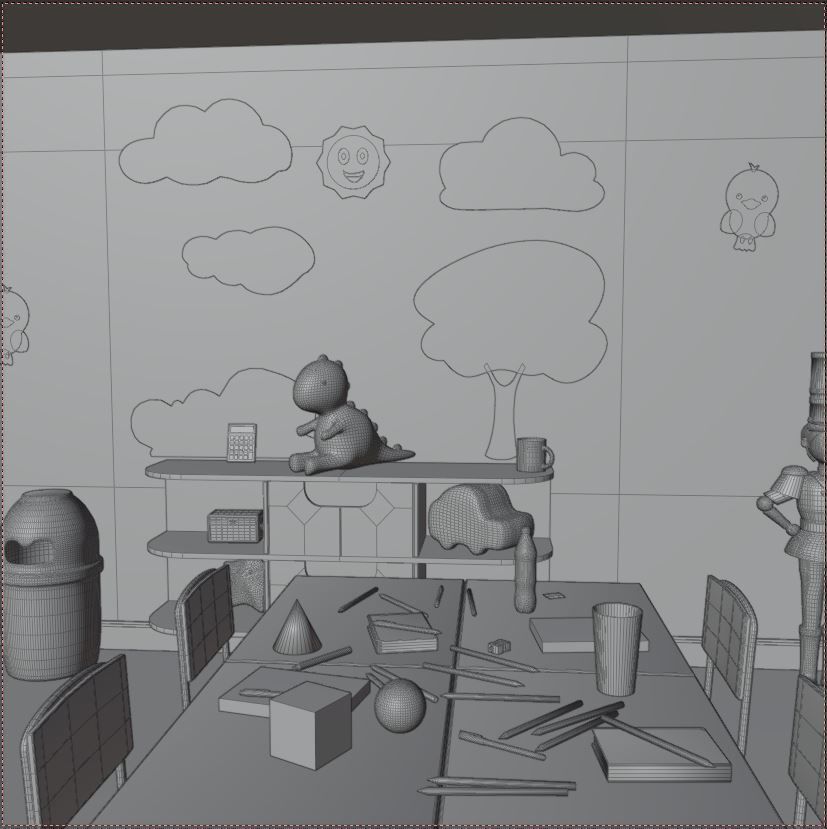 CHIDRENS CLASSROOM LOW POLY SCENE Low-poly 3D model_16